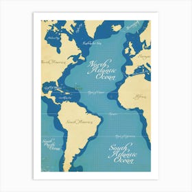 Vintage nautical world map Póster