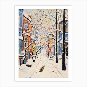 Cat In The Streets Of Sapporo   Japan With Snow 3 Art Print