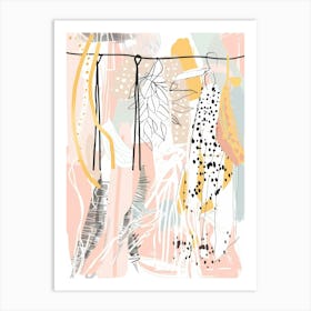 Feathers Hanging On A Line Art Print