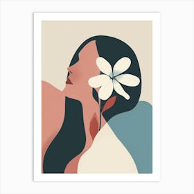 Portrait Of A Woman With A Flower 2 Art Print