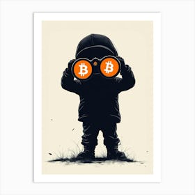 Bitcoin Kid With Binoculars Art Print