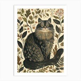 Norwegian Forest Cat Japanese Illustration 1 Art Print