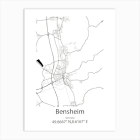 Bensheim,Germany Minimalist Map Art Print