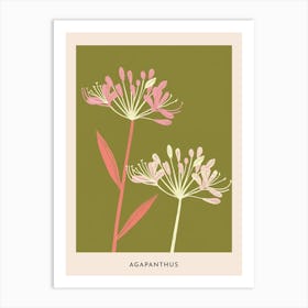 Pink & Green Agapanthus 1 Flower Poster Art Print