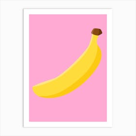 Banana On A Pink Background Print Art Print