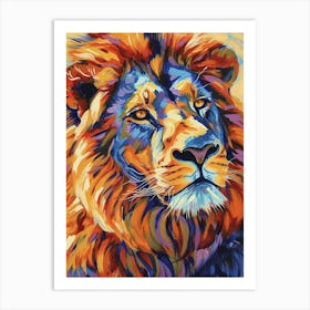 Transvaal Lion Portrait Close Up Fauvist Painting 4 Art Print