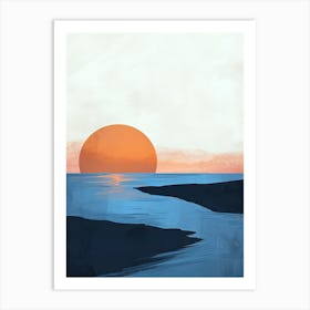 Sunset Over Water, Minimalism Art Print