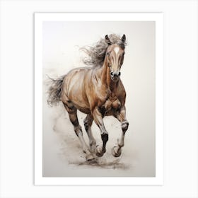A Horse Painting In The Style Of Dry On Dry Technique 1 Art Print