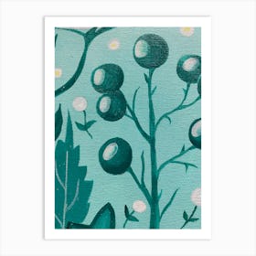 Green Berries And Leaves Art Print