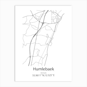 Humlebaek,Denmark Minimalist Map Art Print