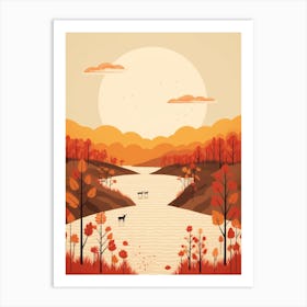 Autumn , Fall, Landscape, Inspired By National Park in the USA, Lake, Great Lakes, Boho, Beach, Minimalist Canvas Print, Travel Poster, Autumn Decor, Fall Decor 9 Art Print