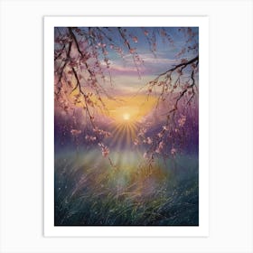 Sunset Over Cherry Blossoms 1 Art Print