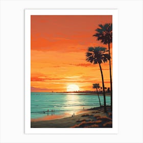 Coronado Beach San Diego California, Vibrant Painting 4 Art Print
