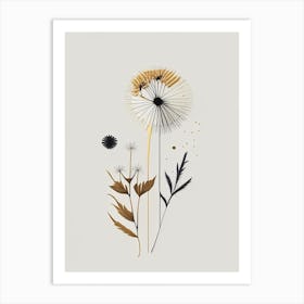Dandelion Spices And Herbs Retro Minimal 3 Art Print