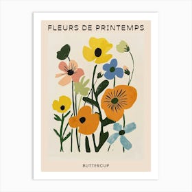 Spring Floral French Poster  Buttercup 1 Art Print