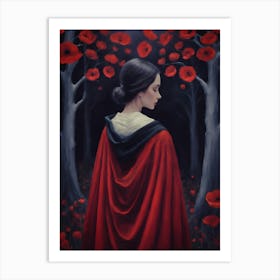 A Moment to Reflect ~ Gothic Art Painting of Red Poppy Woods by Sarah Valentine Art Print