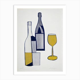 Blanc De Blancs 2 Picasso Line Drawing Cocktail Poster Art Print