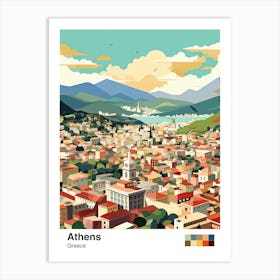 Athens, Greece, Geometric Illustration 2 Poster Art Print