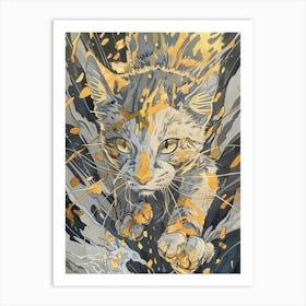 Cat Precisionist Illustration 4 Art Print