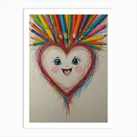 Heart Of Colored Pencils 2 Art Print