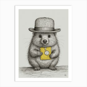 Hedgehog In Hat Art Print