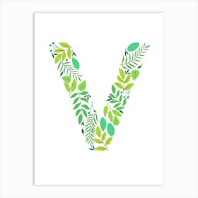 Leafy Letter V Art Print
