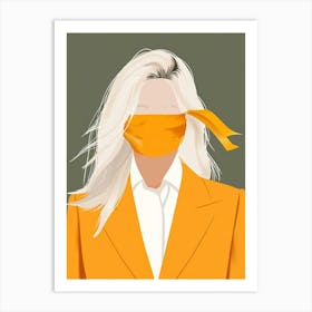 Woman With Yellow Face Mask Art Print