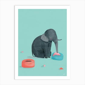 Elephant In A Tire Art Print