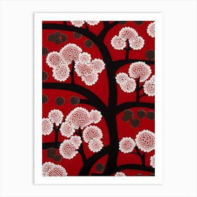 Cherry Blossom Tree, Japanese Red Art, 1474 Art Print