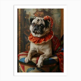 Pug In Clown Costume Art Print