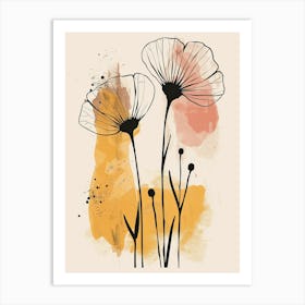 Poppies Boho Minimalist Style 4 Art Print