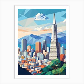 San Francisco, Usa, Geometric Illustration 3 Art Print