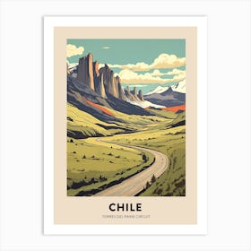 Torres Del Paine Circuit Chile 2 Vintage Hiking Travel Poster Art Print