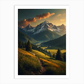 Sunset In The Mountains 18 Art Print