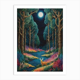 Moonlight In The Forest Art Print