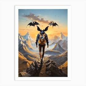 Manbat Walking Through The Mountains Art Print