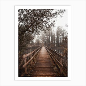 Wooden Bridge Over Pond Art Print