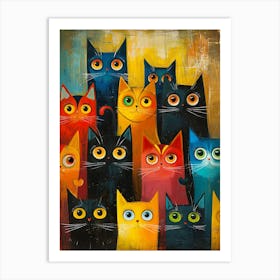 Beautiful Painting Funky Cats 4 Art Print