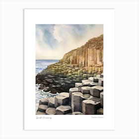 Giants Causeway, Northern Ireland 3 Watercolour Travel Poster Art Print