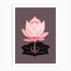 A Pink Lotus In Minimalist Style Vertical Composition 90 Art Print