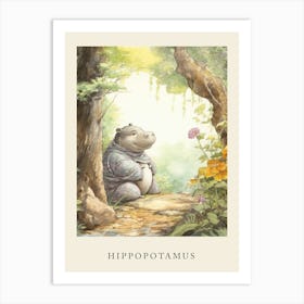 Beatrix Potter Inspired  Animal Watercolour Hippopotamus 1 Art Print