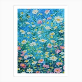 Zinnia Floral Print Bright Painting Flower Art Print