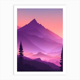 Misty Mountains Vertical Composition In Purple Tone 59 Art Print