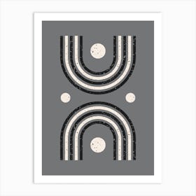 Grey Bohemian Pattern Art Print