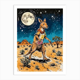 Kangaroo In The Desert Art Print