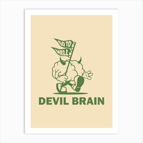 Retro Poster Funky Wall Art Retro Wall Decor Devil Brain Trendy Wall Art Retro Groovy Print Vintage Art Retro Art Art Print