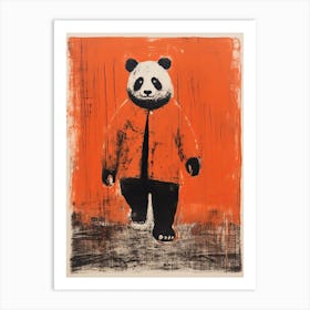 Panda, Woodblock Animal  Drawing 3 Art Print