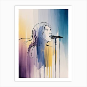 Singer Woman Watercolor Painting Art Print