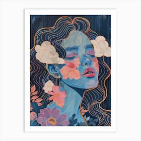 Girl In The Rain Art Print