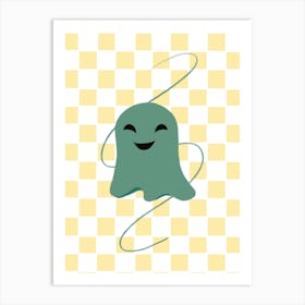 Ghost On A Checkered Background Art Print